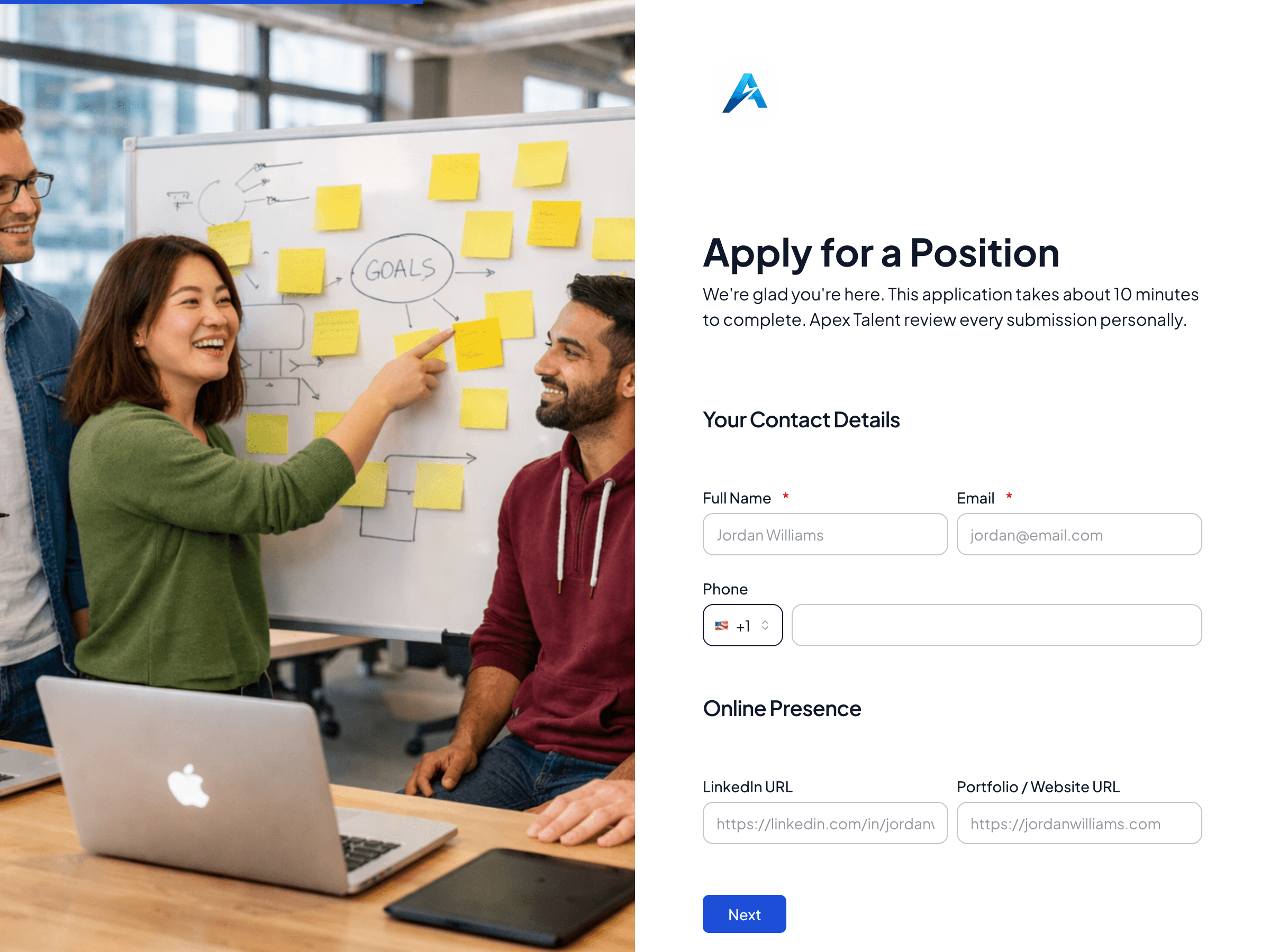 Filla form on desktop